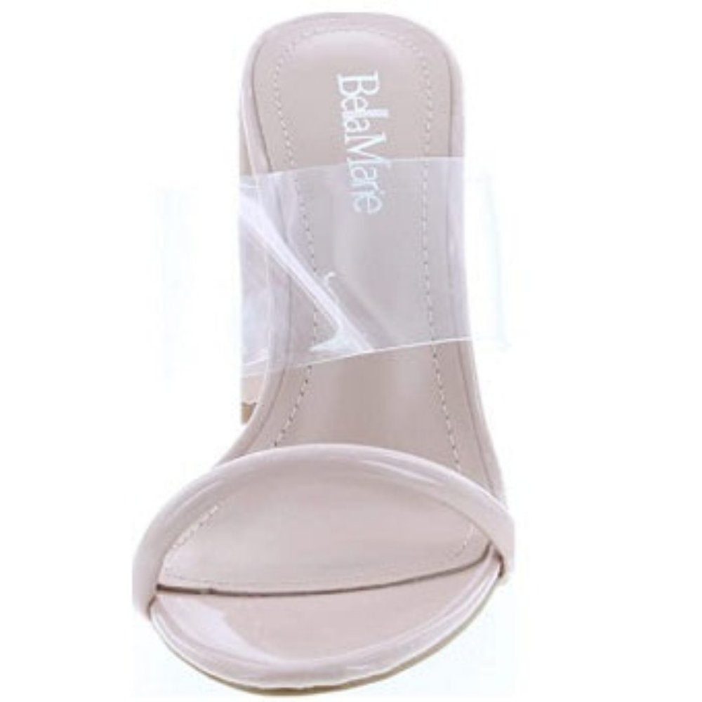 Bella Marie Nude Women's Lounge-1 Chunky Heel Transparent Lucite Fashion Sandals